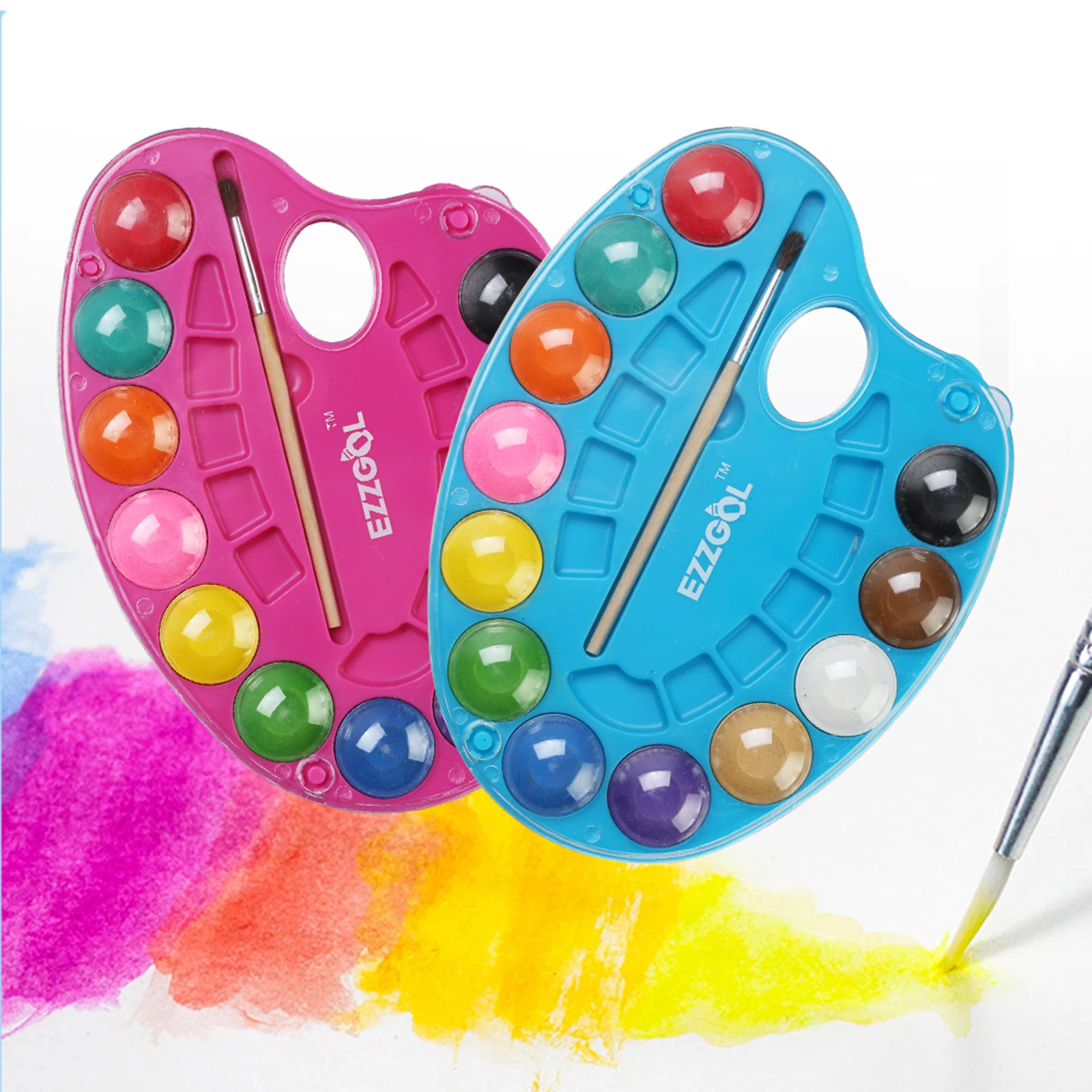 12 Vibrant Colors Premium Quality Washable Watercolor Paint and Palettes