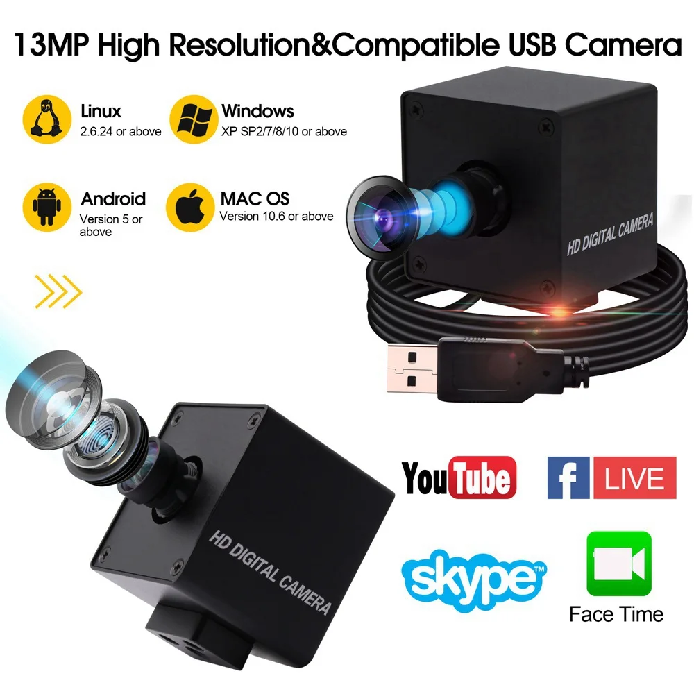ELP Free Driver 3D Scanning Industrial Web Camera Mini Embedded 16MP Ultra HD Webcam USB With IMX298 High-Tech Sensor