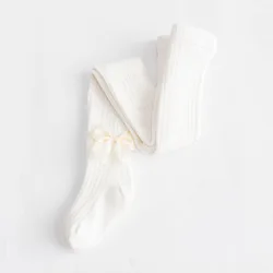 Осенние новые детские леггинсы, носки для маленьких девочек, вязаные детские колготки с бантом