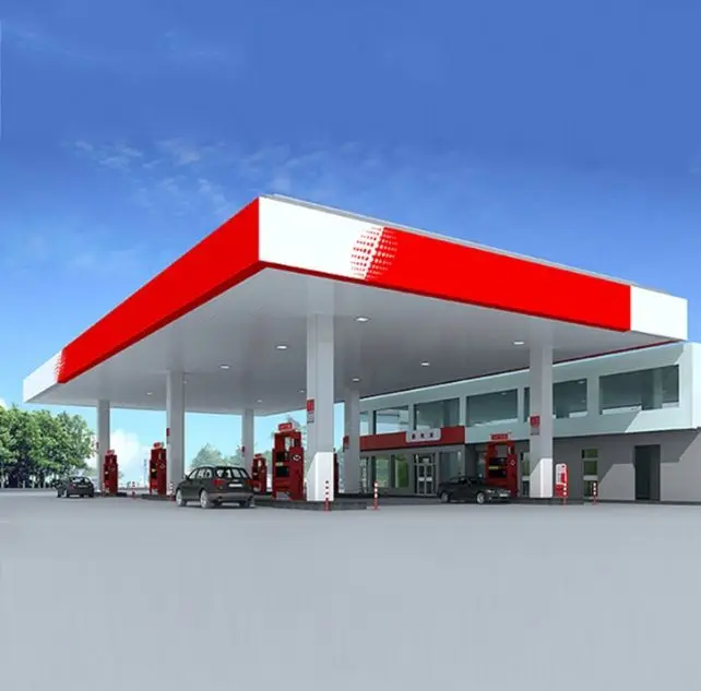 Low Cost Fast Construction Steel Structure Gas Station with Canopy For Sale
