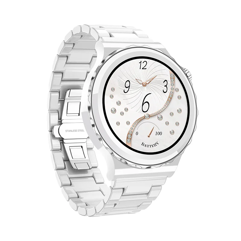 E23 Smart Watch Women BT Call Leather Steel Strap 1.32 inch HD Screen Ladies Fashion Music Playback Waterproof Smartwatch 2023