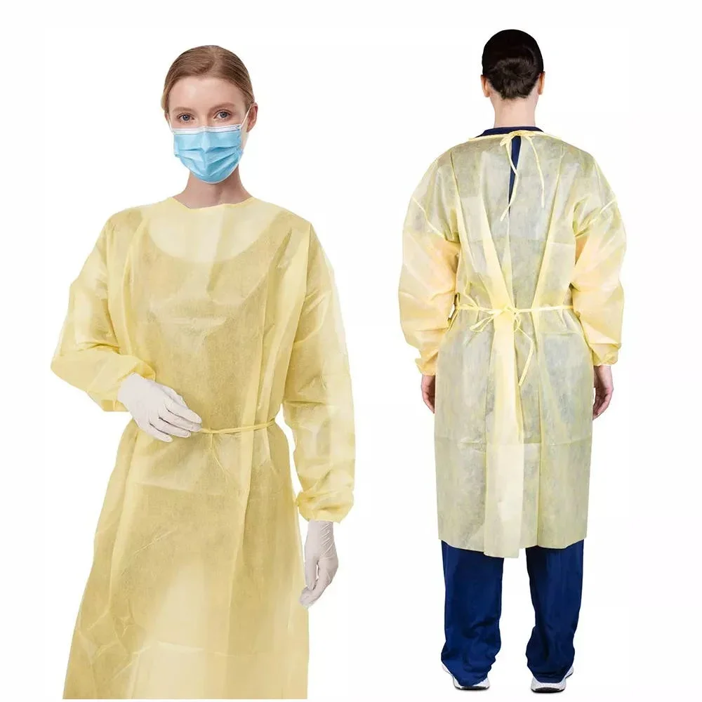 Factory Price 25-55g PP Non Woven Level 1 2 3 SMS Sterile Medical Hospital Isolation Gown Disposable Surgical Gown