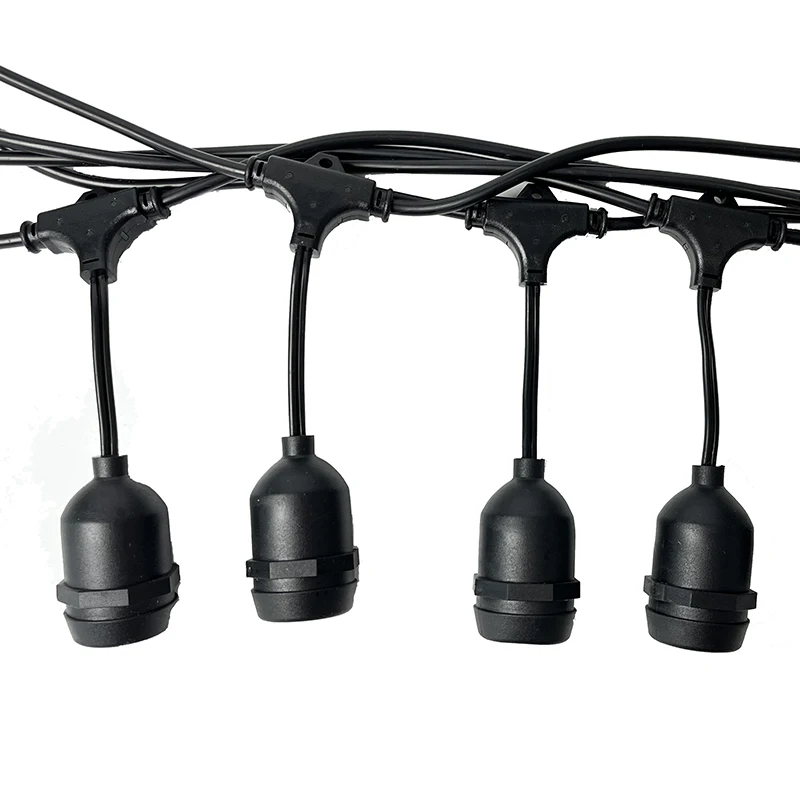 Connectable PVC Cable Plastic Bulb Lights E27 Socket String With Male and Female Plug