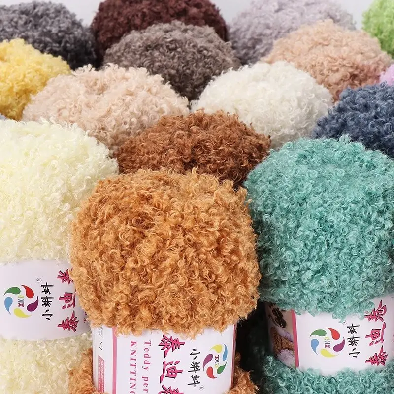 Fancy Hot sale Furry Chunky 100% Polyester Curly Faux Teddy Fur Yarn for Crochet and Hand Knitting