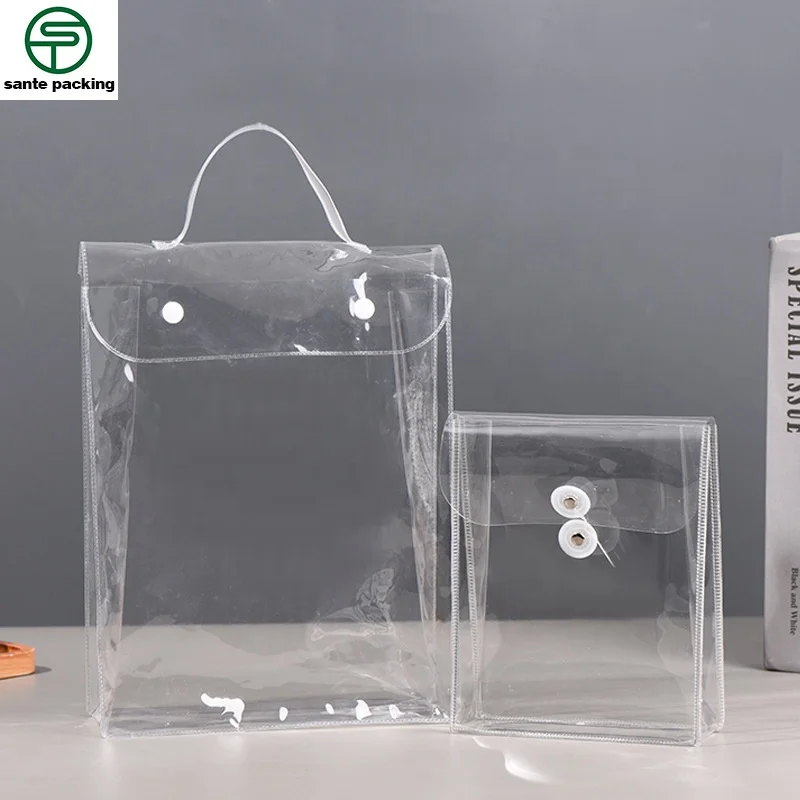 Wholesale Clear Pvc Packaging Cosmetic Bag Transparent Large Pvc with button