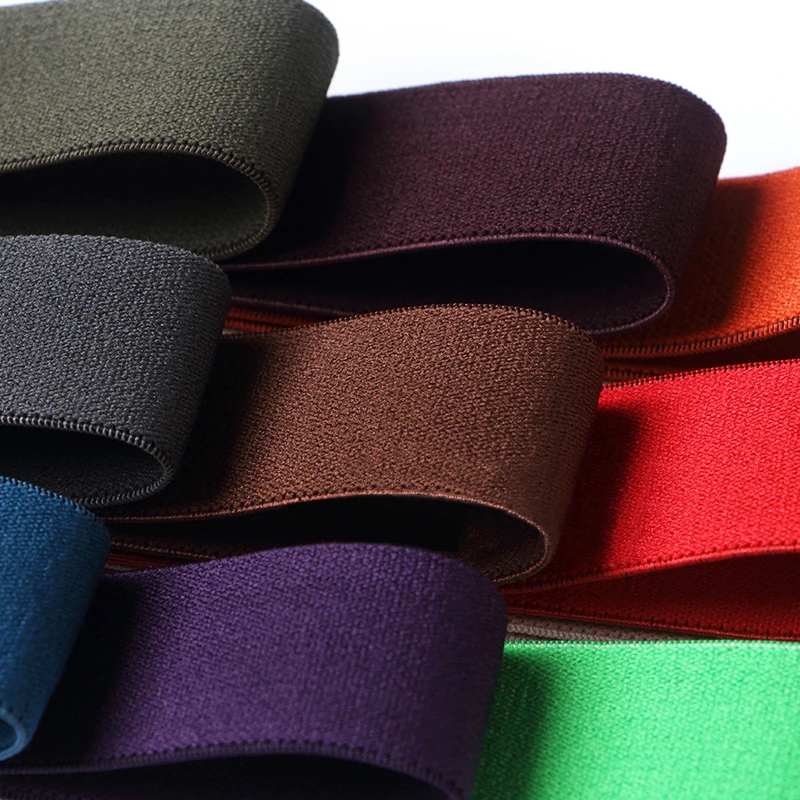 Manufacturer Directly Supplies 2cm 2.5cm Colored Elastic Band Thickened Imitation Nylon Woven Elastic Bands For Clothes