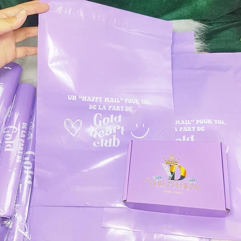 Custom logo eco-friendly purple plastic shipping envelopes poly mailers express courier mailing packaging bags