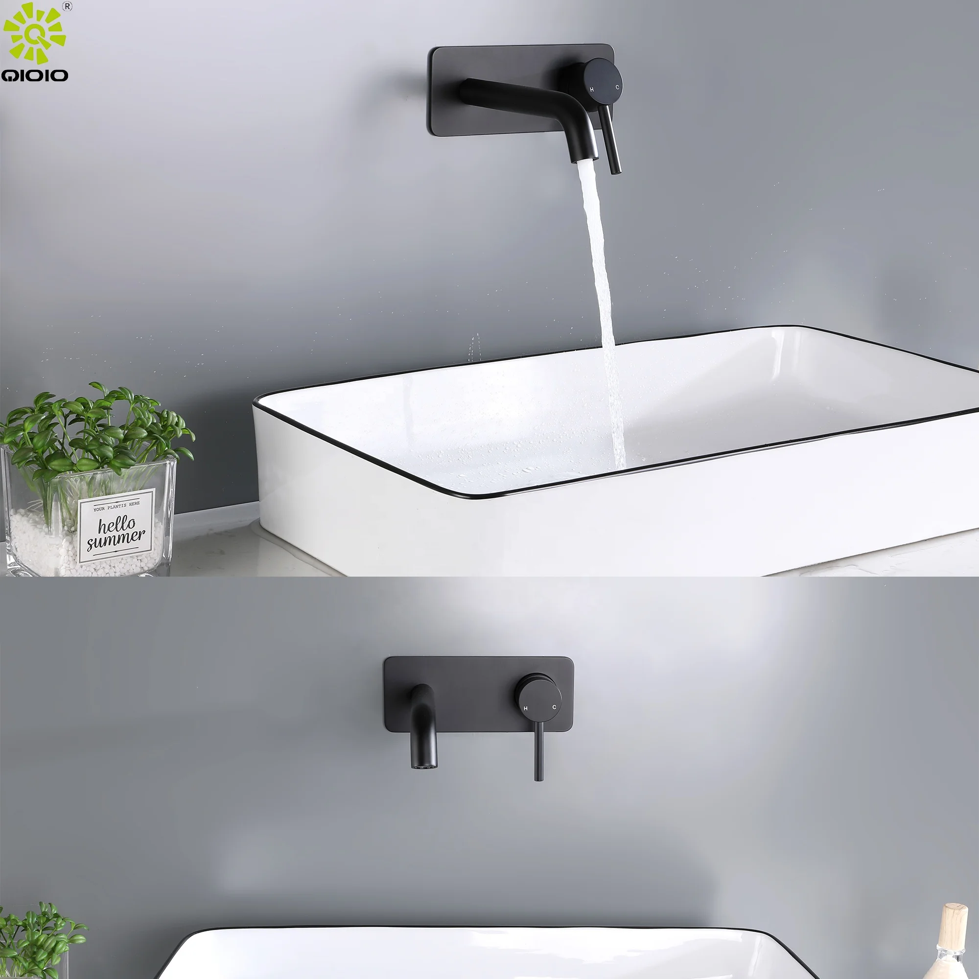 Europe style Bathroom faucet 304 Stainless Steel wall concealed basin mixer faucet