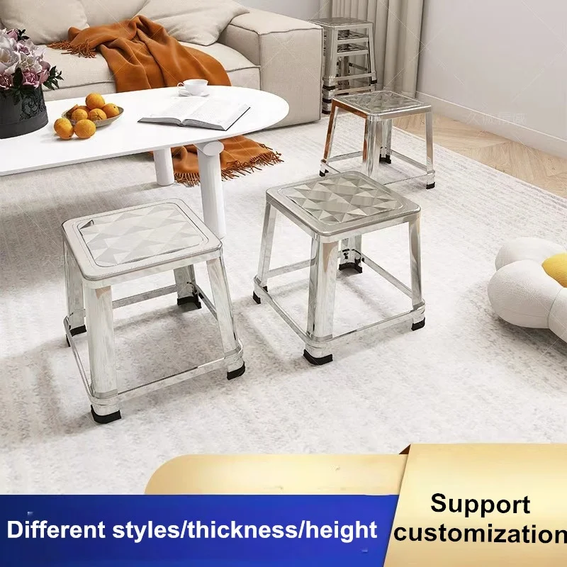 Stainless Steel square Stool Household Metal Folding Chair for Restaurant Outdoor Courtyard