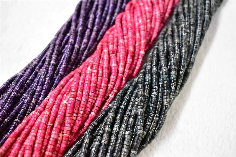 Flat Round Wheel Shaped Gemstones Strands Natural  Imperial Jasper Heishi Beads sea sediments Jewelry making