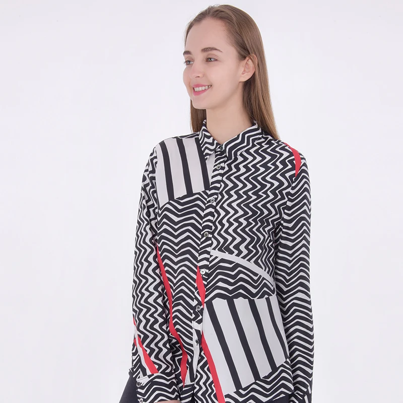 Professional manufacturer fashion lapels zebra print 100% silk long sleeve shirt