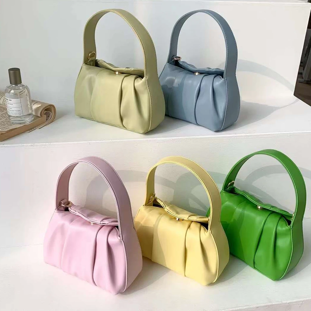 SESHINE niche design messenger crossbody bag fashion texture pleated hand-held cloud handbag for women