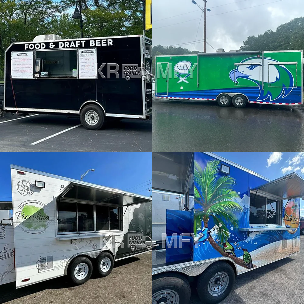 China Available Fast Food Trailer Street Food Cart Trailer in Stock Stainless Steel Food Truck Trailer