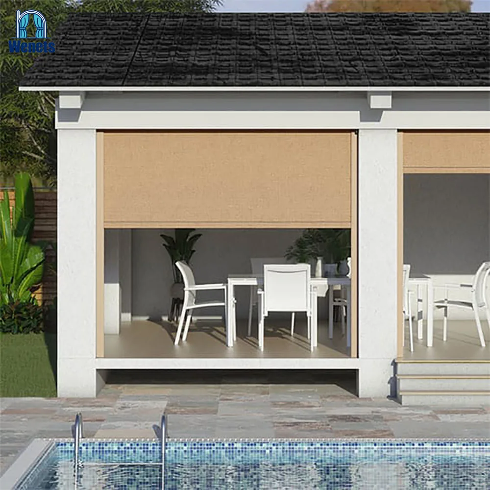 Motorized customized fireproof side screens high quality waterproof outdoor curtain roller blind