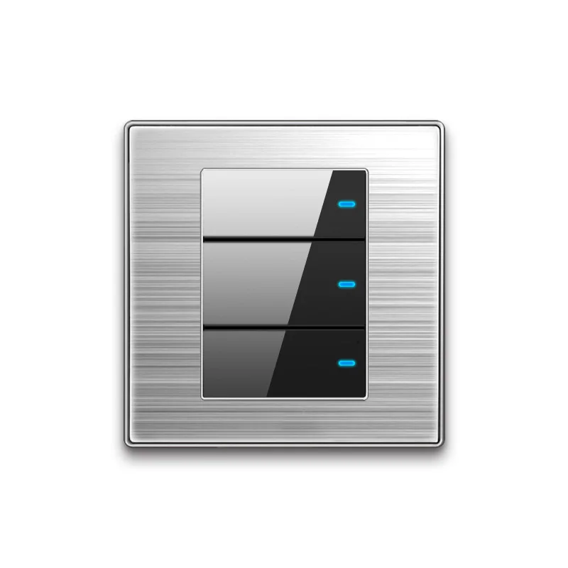 YINKA Stainless Steel 3 Gang 2 Way Push Light Electric Wall Switches UK 110V 16A 250V