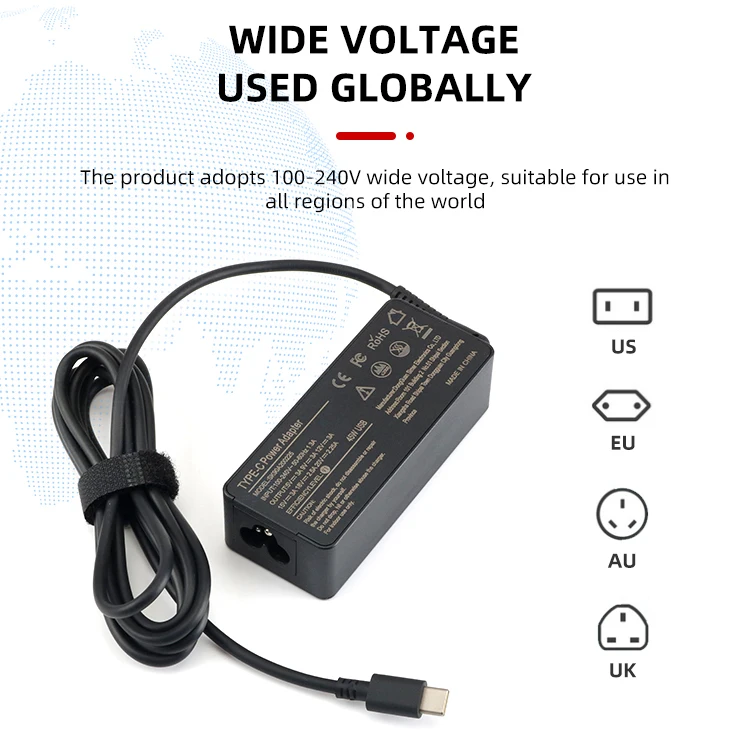 Universal Input DC Plug Quick 45W Type C Fast Adapter Charger For Laptop