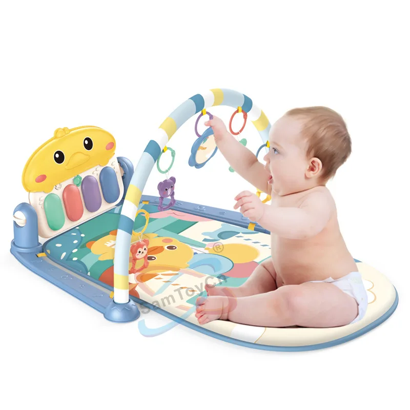 Foldable Fitness Piano Keyboard Baby Carpet Piano Infant Play Gym Mats Sports Activity Toys with Rattle Music