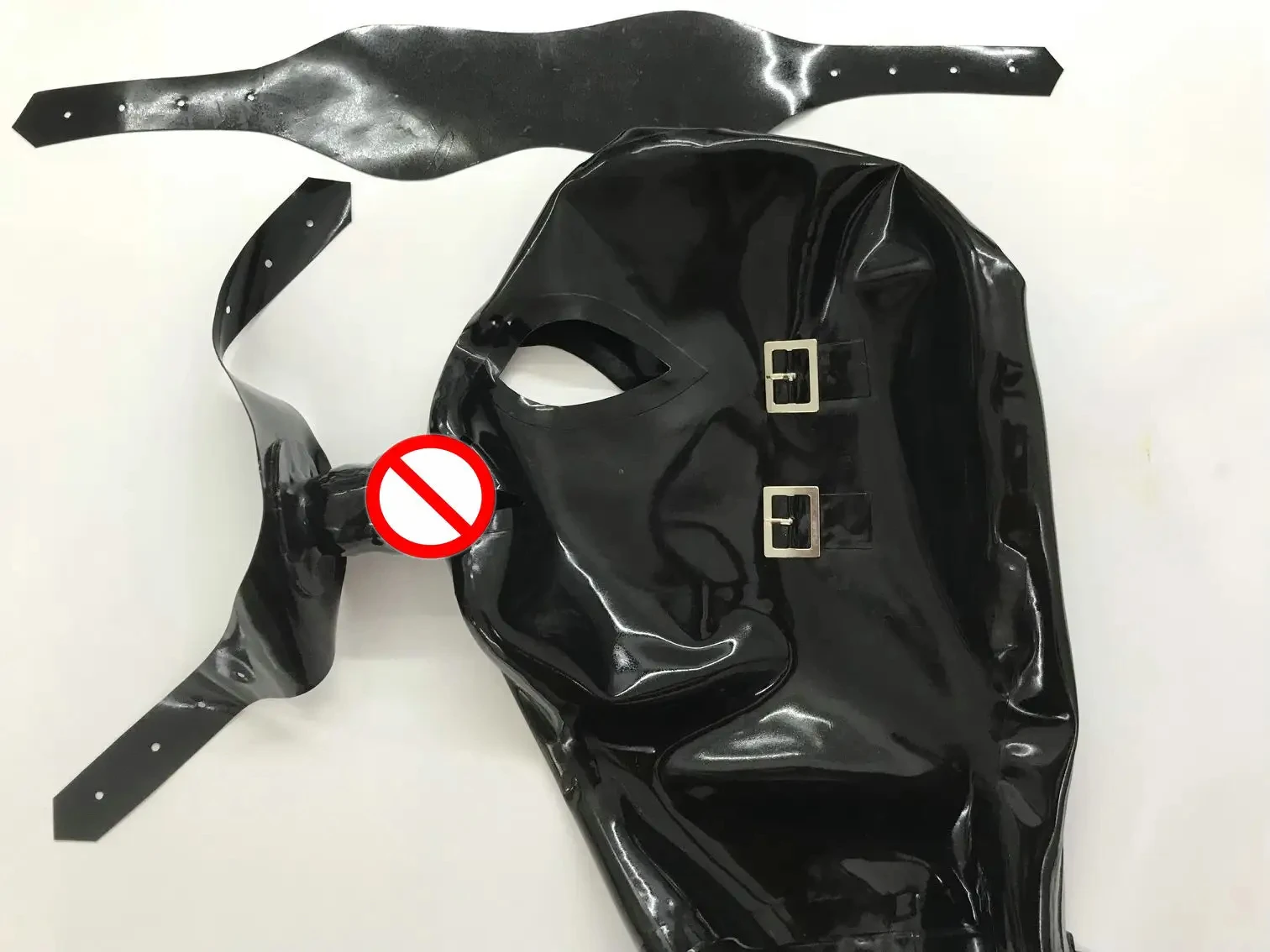 3 Piece sexy rubber hood with eyes cover detachable Mouth plug fetish mask free shipping bondage latex hood