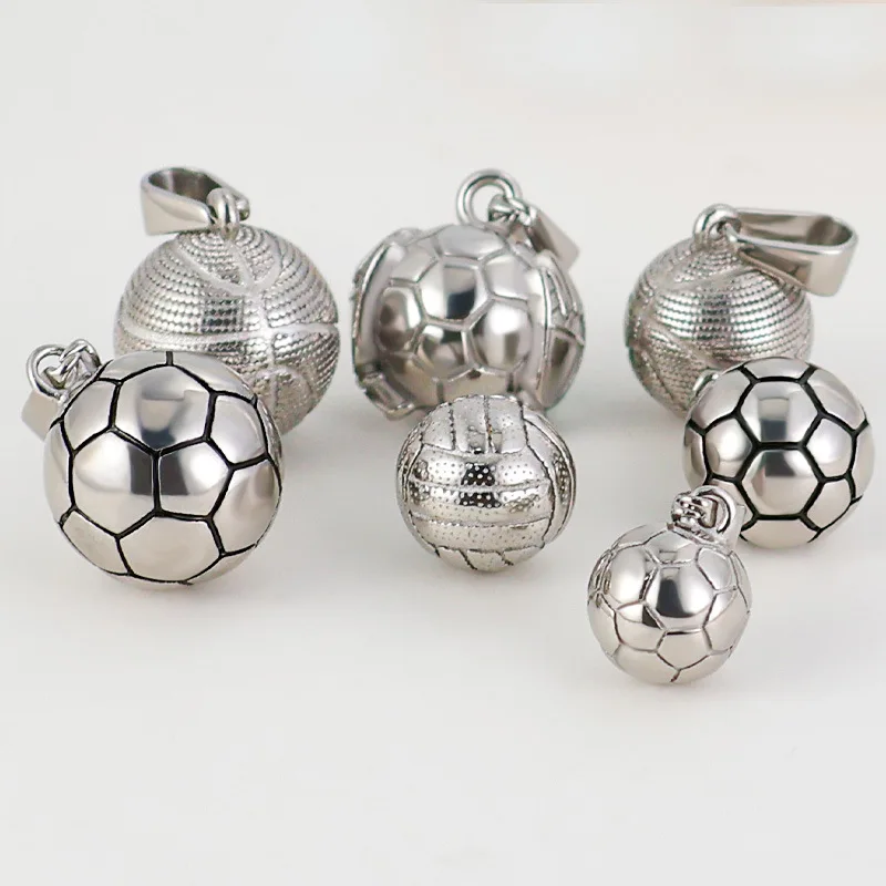 3D Ball Games Jewelry Gold Plated Steel Football Soccer Basketball Volleyball Charm Pendant for Necklace Bracelet Making