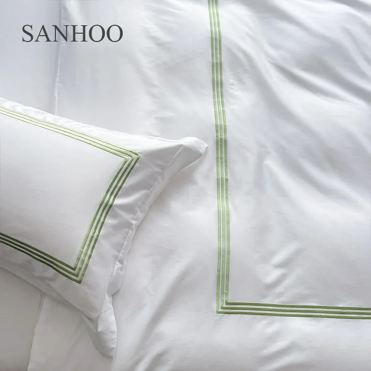 SANHOO Percale Hotel Bed Sheets Queen King Size Bed Linen 400TC White Hotel Quality Beddings