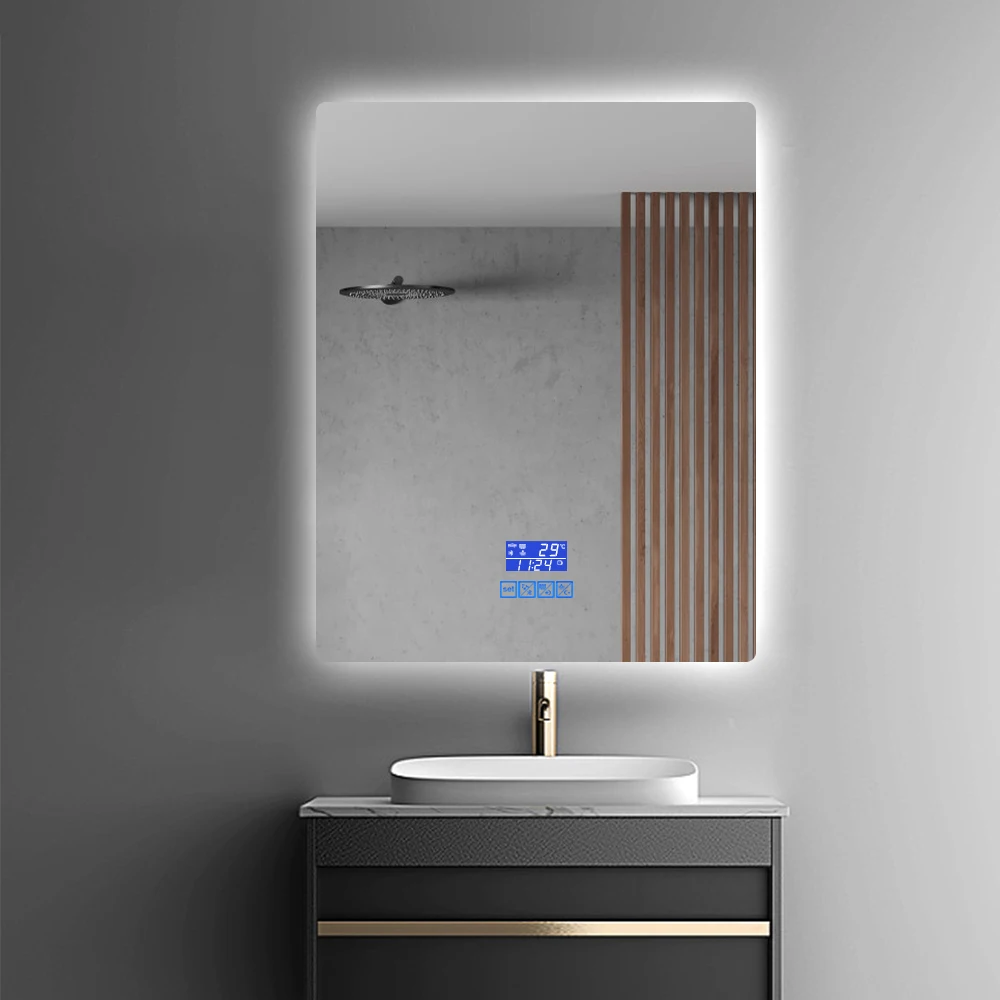 Anti Fog Backlit Lighted Bath Mirrors Touch Screen Led Mirror Frameless Bathroom Vanity Mirror For Hotel