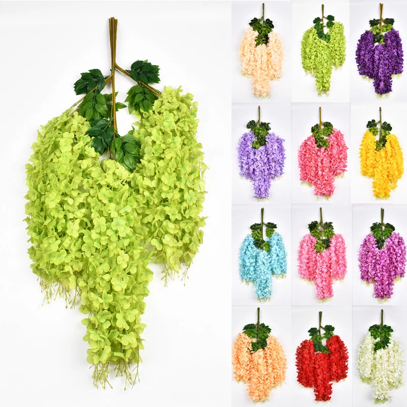 Sen Masine green 3.6 feet Long Fake Hanging Flower wisteria flowers artificial for wall wedding garden decoration
