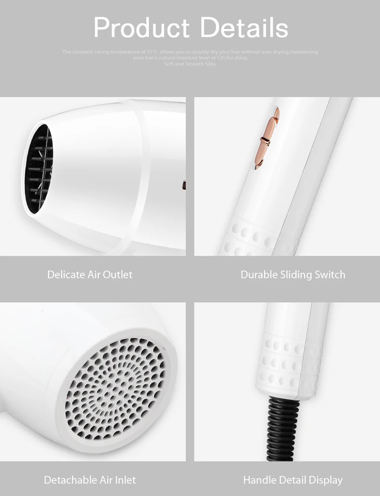 1200W Professional Salon Hot and Cold Air Hairdryer Negative Ionic Blow Dryer Powerful Hair Dryer