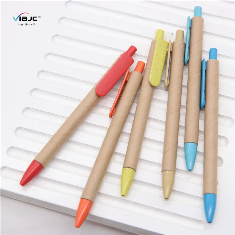 promotional eco friendly wheat straw recycled paper ball pens