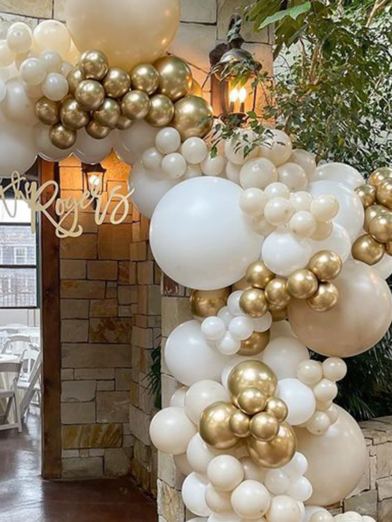 New Arrival Metal Round Balloon Arch Wedding Background White Balloon Arch Garland Gold Chrome Latex Balloons Set Birthday Decor