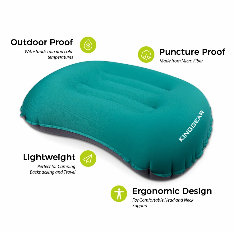 Waterproof Airplane Camping Sleep Soft Neck Support 50D Micro Fiber Inflatable Touris Pillow Cooling Foldable Inflatable Pillow
