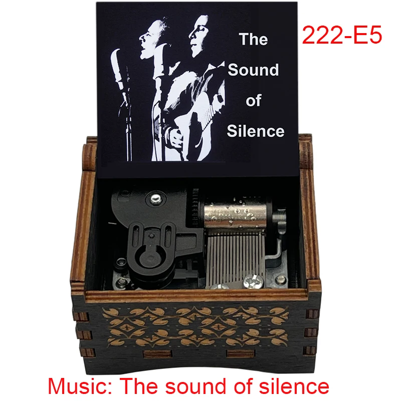 Sound of Silence Wooden Music Box 18 Note Wind Up Musical Movement Special Cute Wooden Gift for Friends Birthday