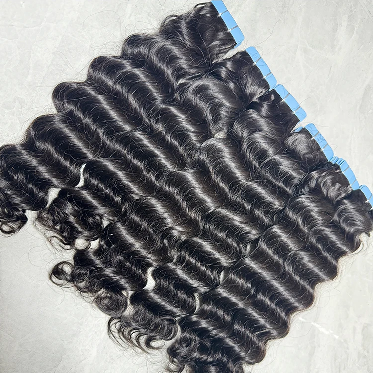 Vietnam Virgin Hair Tape In Vendors Deep Wave Tape Ins Virgin Human Hair Hot Selling Products