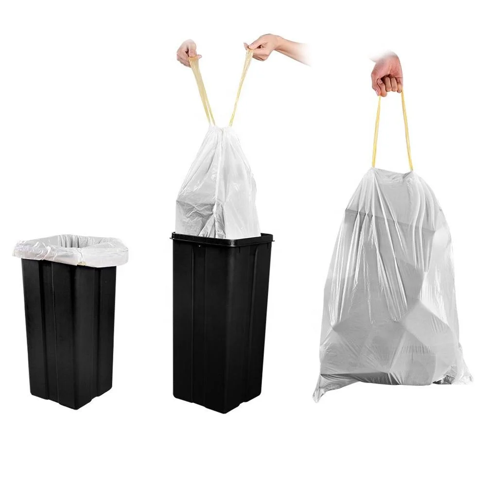 Tall Drawstring Trash Bags Kitchen Cleaning Waste Bag 8 Gal 13 Gallon 75 count Waterproof Storage garbage Bags Wholesale