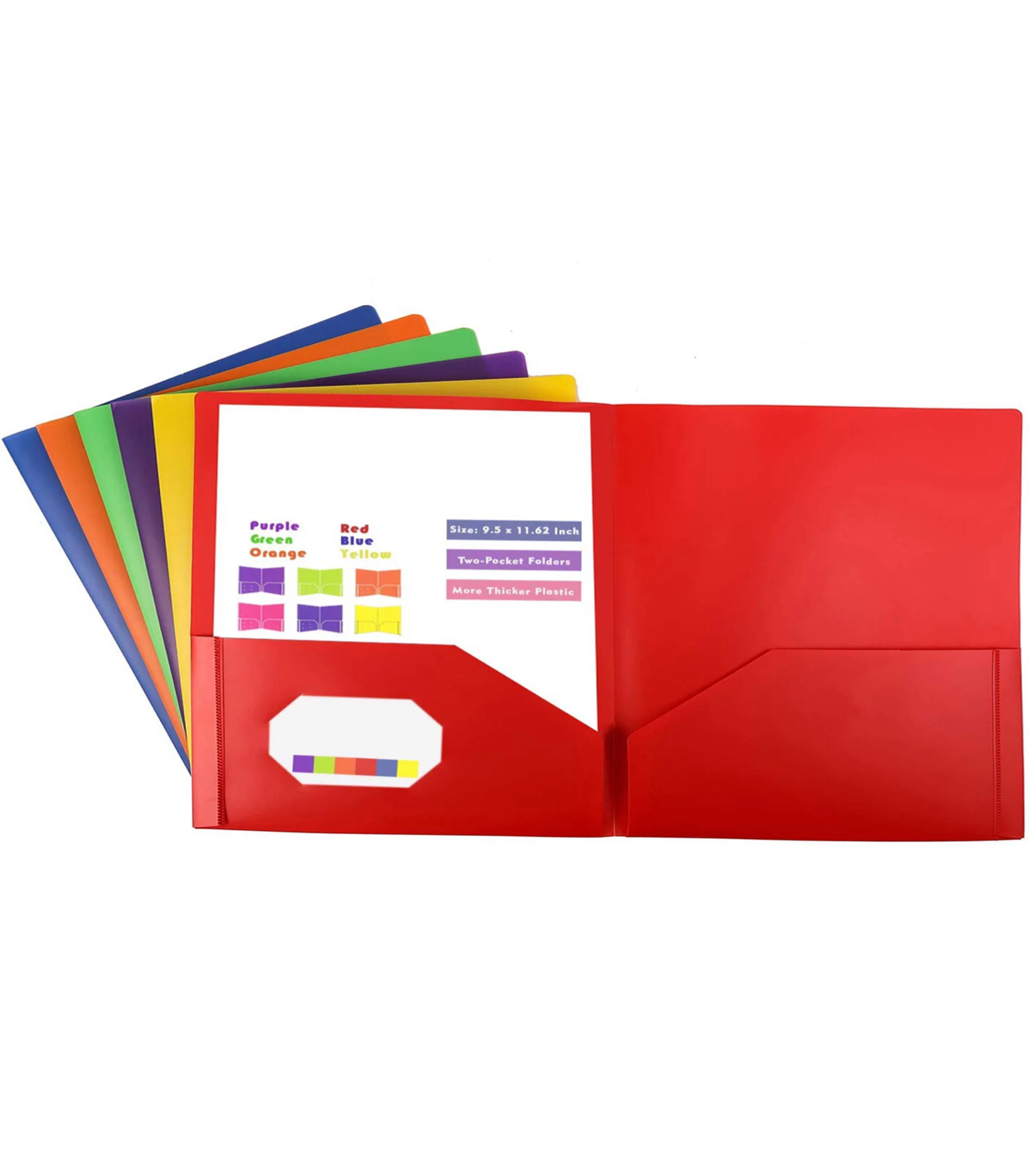 Plastic 2 Pocket School POP Folders Assorted Primary Colors Document File Folder For Office School Home