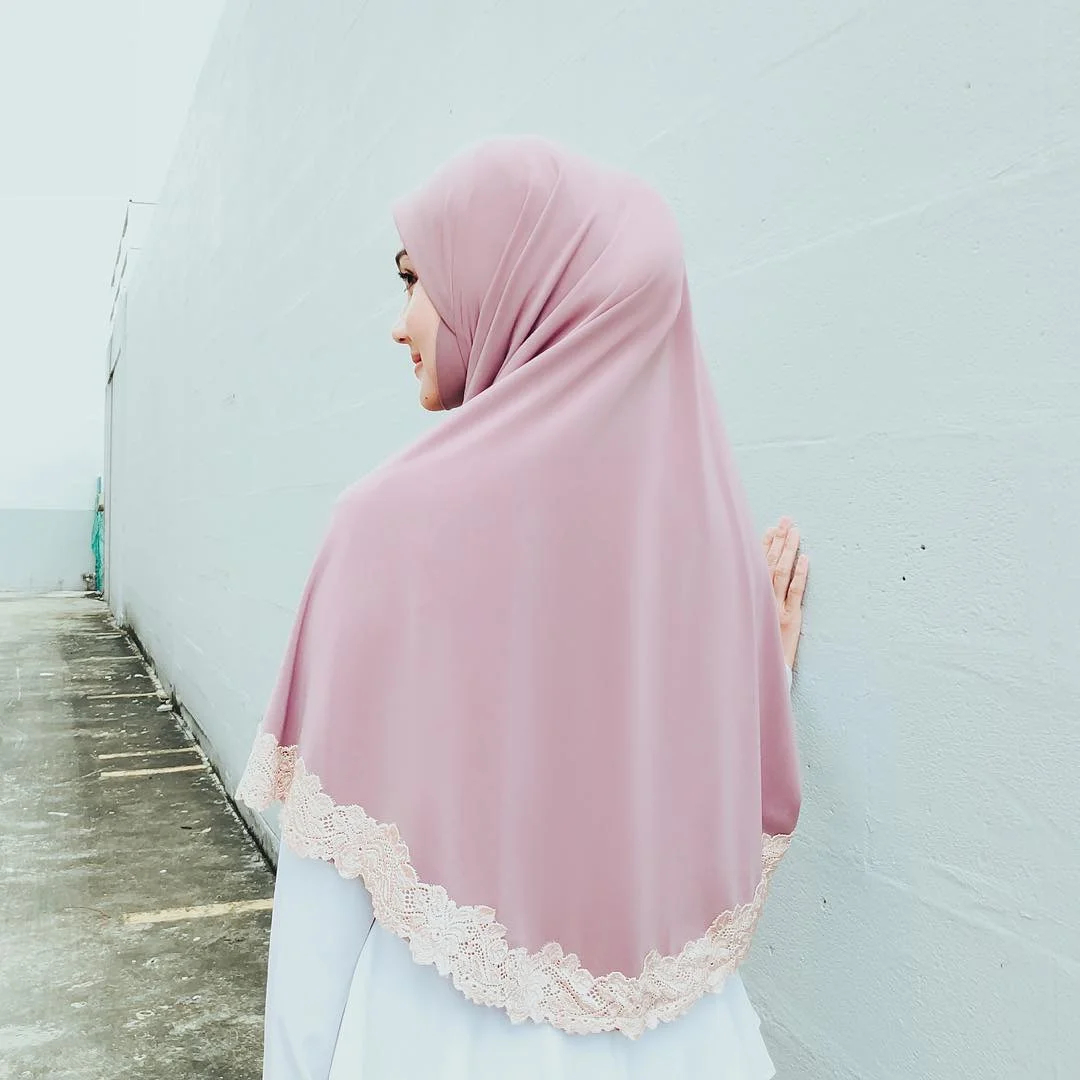 Popular lace edges scarf hijab woman shawl wrap white lace soft Muslim hijabs scarfs musulman