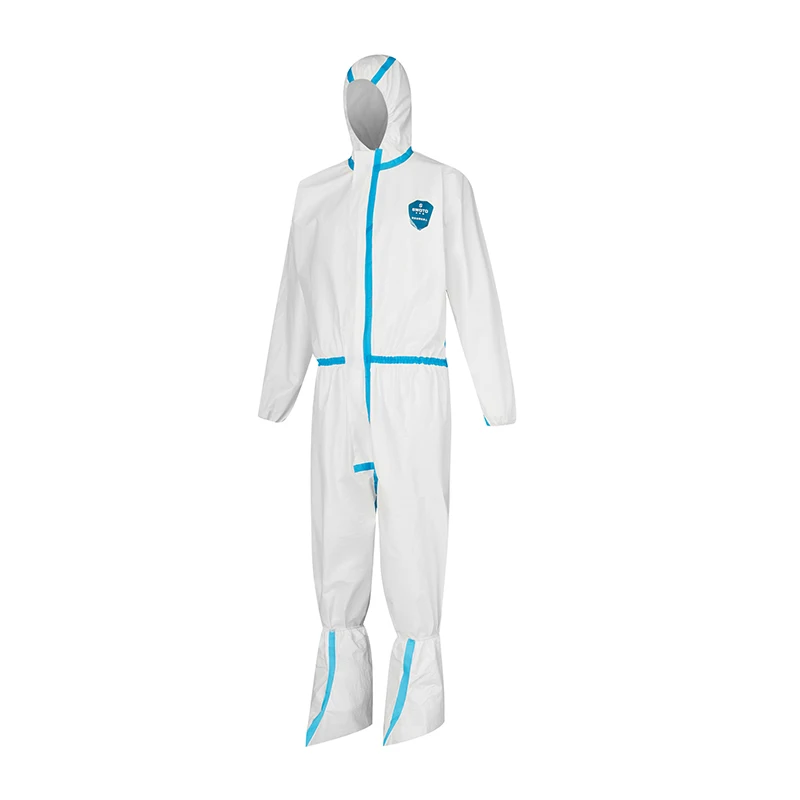 
Full Set Personal Protective Equipment 65g Biosecurity Suit Disposable Medical Coverall with boot covers 