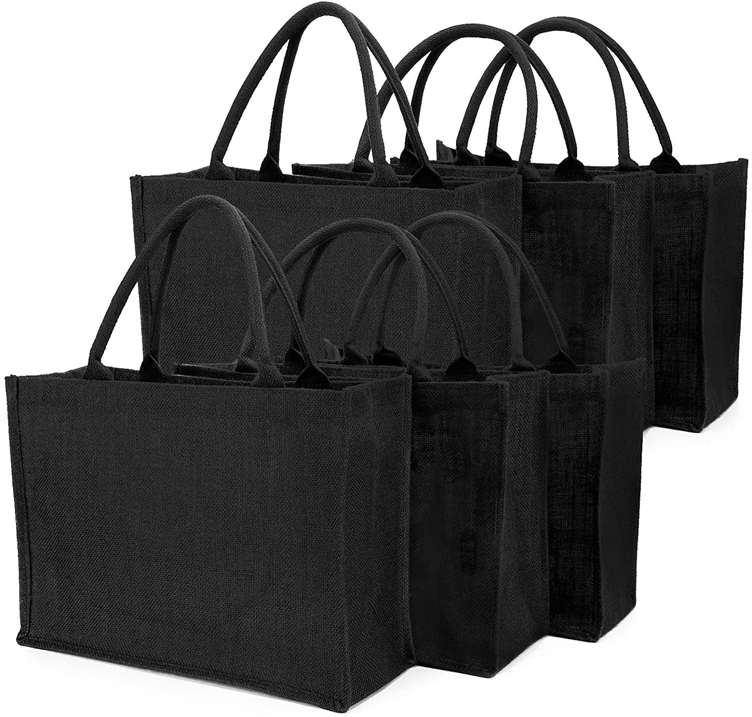 Eco Friendly waterproof burlap custom printing Foldable reusable black shopping bag with logos