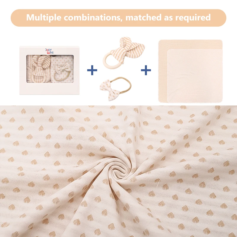 100% Organic Cotton Customized Design Stretch Wrap Swaddle Blanket Baby Gift Set with Matching Headband