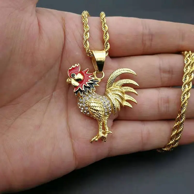Hot Sale Titanium Chicken Necklace Cheap Stainless Steel Animal Pendant