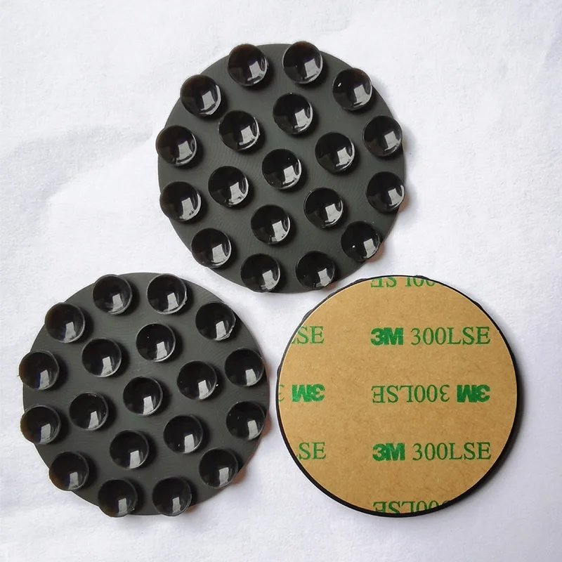 Round powerful single sided suction Silicone suction cup Vacuum Glass Suction cup Mat with back adhesive