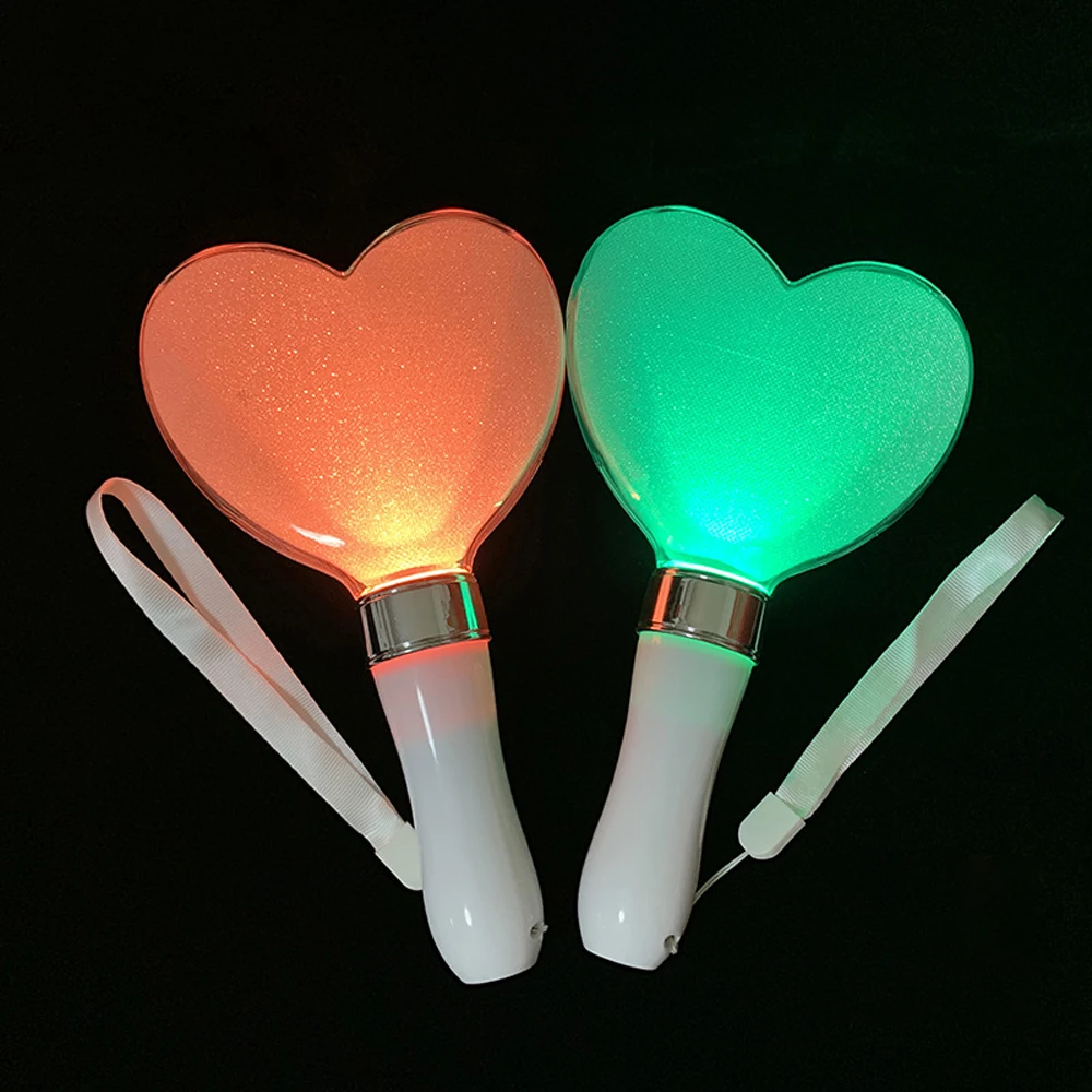 Novelty Cute light up LED Heart Wands light 15 colors Cheer stick lights with Heart Shape for Halloween Concerts Event Party
