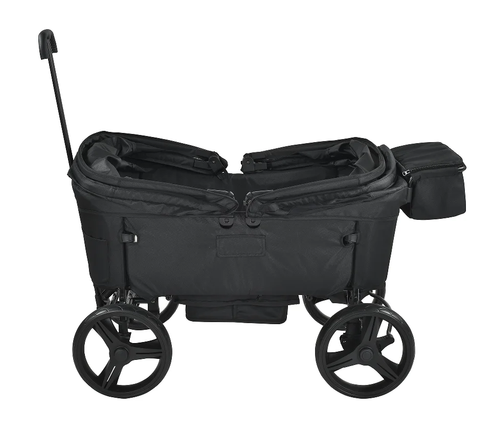 Black Collapsible Wagon Outdoors Multi-function Suitable Folding Camping Trolley Cart For Infant Babies