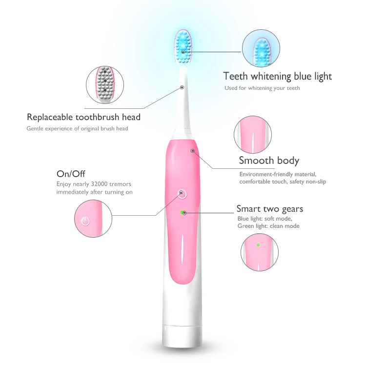 Professional Dental Cold Blue Led Light Sonic Teeth Bleaching Electric Toothbrush OEM
