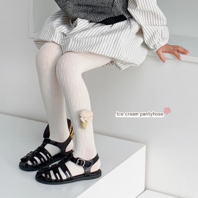 High Quality Girls Pantyhose Princess Breathable Soft Cotton Knitted Socks Icecream Leggings Socks for Kids