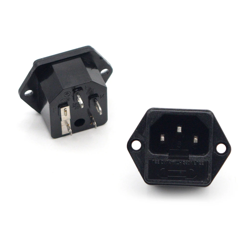 WaveTopSign 4Pcs /Lot AC-03 3Pin AC Power Jack Character 10A 250V Male Socket For Co2 Laser Cutting and Engraving Machine