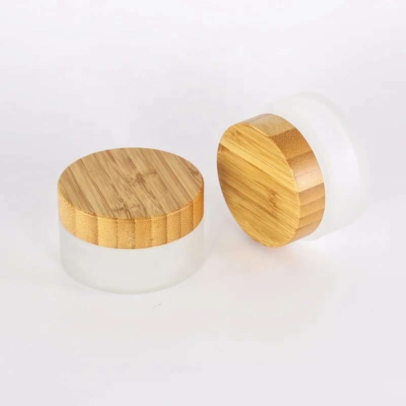 Eco friendly cosmetic packaging cosmetic glass jar with bamboo lid 100g glass cosmetic jar real bamboo