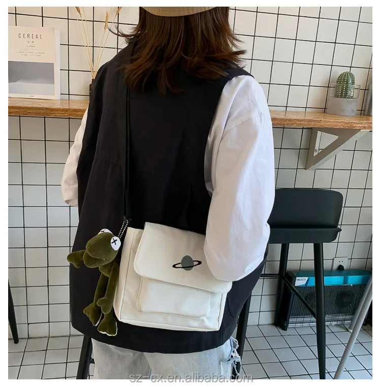 casual custom printed logo small planet print cell phone messenger bag mini fabric sling canvas shoulder bags for women girls