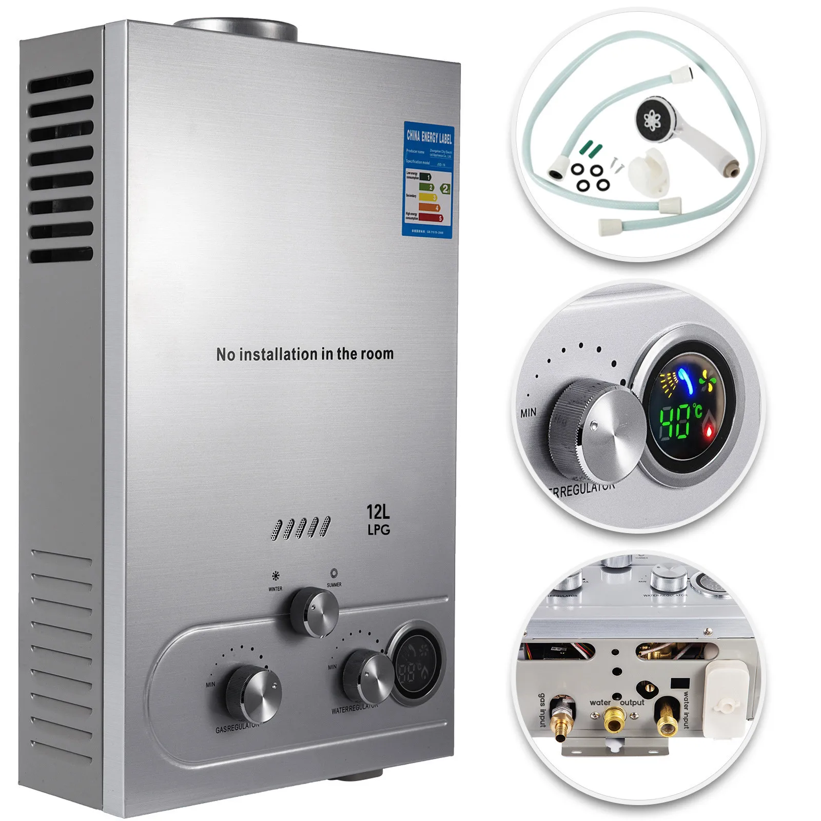 Factory price home Gas Water Heater 18L 4.5GMP instant Water Heater LPG Liquid Propane Gas Tankless Gas Water Heater