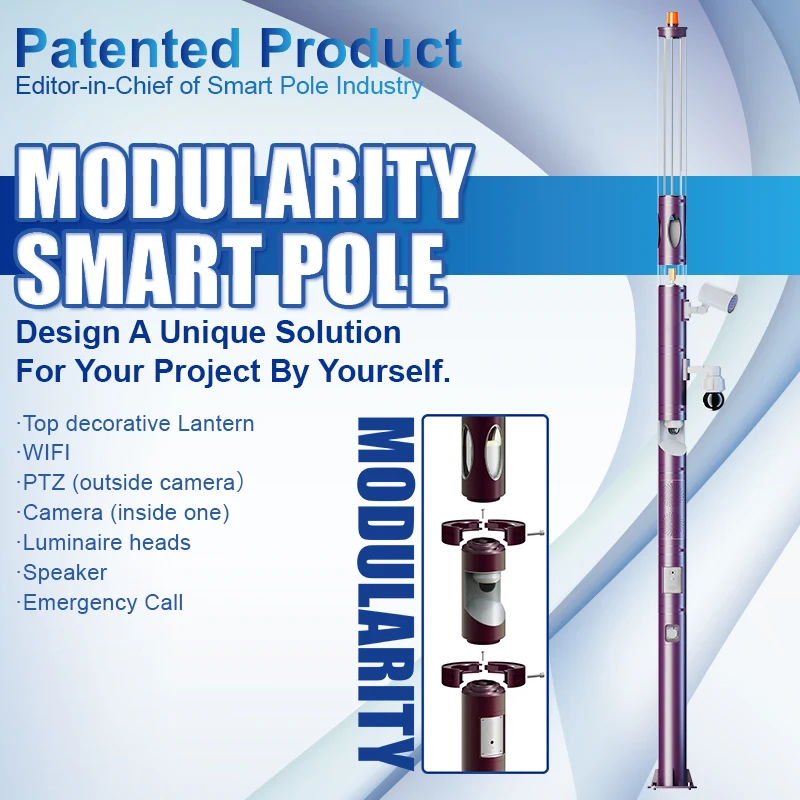 Gebosun IP65 Waterproof High Quality Multi-Function Smart City Pole System CCTV Camera Smart Street Lighting Pole