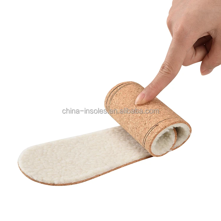 woman man shock-absorbing comfortable soft warm cashmere shoe insole manufacturer cork insole